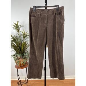 Zac & Rachel Corduroy Pants Womens Petite 10 Brown Straight Fit Whimsigoth Twee